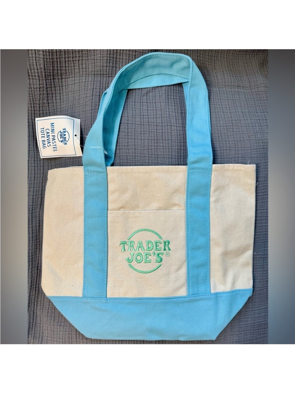 BNWT Trader Joe's Pastel Mini Tote - Blue
